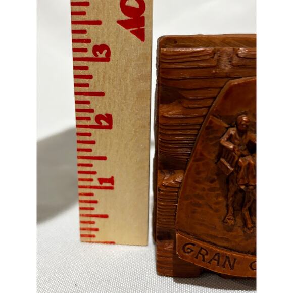 Vintage Beautifully hand carved Wooden Matchbox Holder Box Gran Canaria travel - Picture 7 of 12